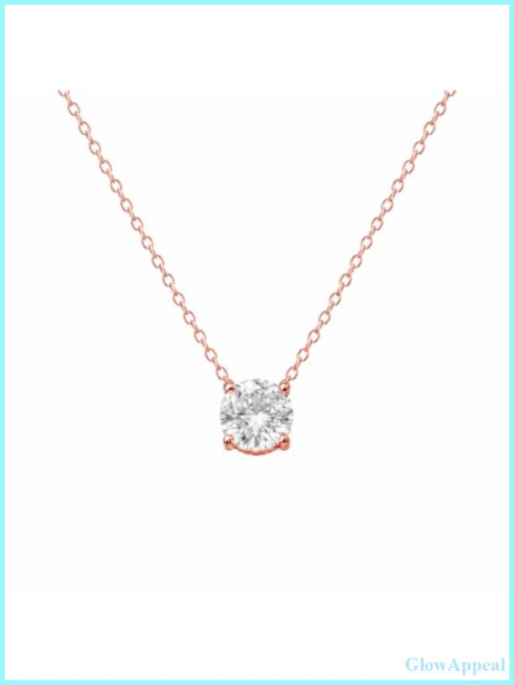 2 Carat Cubic Zirconia Solitaire Pendant Necklace 18K Gold Plated Adjustable